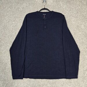 Proof Huckberry 72 Hour Merino Henley Men's XL blue Merino Wool Snap Long Sleeve